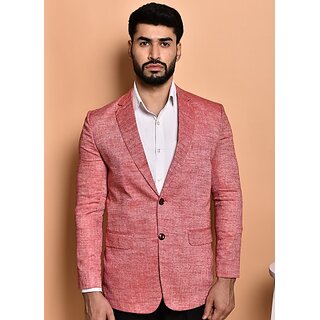 PrintCultr PrintCultr Men Solid Single Breasted Casual Blazer (Pink)
