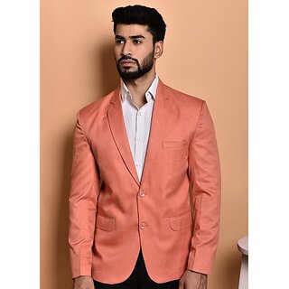 PrintCultr Solid Mandarin Festive & Wedding Men Blazer (Orange)