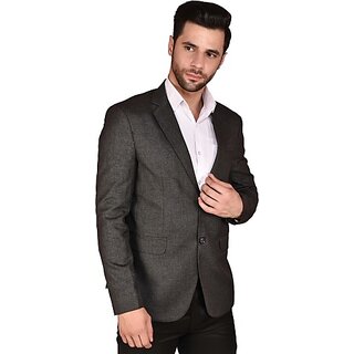 PrintCultr Solid Single Breasted Festive & Wedding Men Blazer (Black)