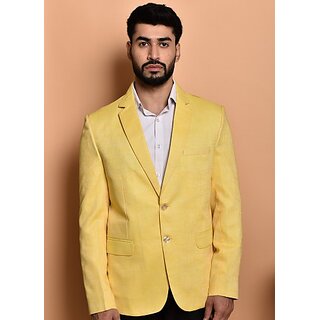 PrintCultr Mandarin Festive & Wedding Men Blazer (Yellow)