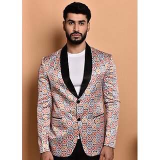 PrintCultr Printed Mandarin Festive & Wedding Men Blazer (Multicolor)
