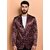PrintCultr Printed Mandarin Festive & Wedding Men Blazer (Brown)