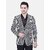 PrintCultr Printed Single Breasted Festive & Wedding Men Blazer (Black, White)