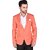 PrintCultr PrintCultr Men Solid Single Breasted Festive & Wedding Blazer (Orange)
