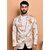 PrintCultr Printed Mandarin Festive & Wedding Men Blazer (Beige)