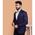 PrintCultr Solid Mandarin Festive & Wedding Men Blazer (Dark Blue)