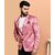 PrintCultr Printed Mandarin Festive & Wedding Men Blazer (Pink)