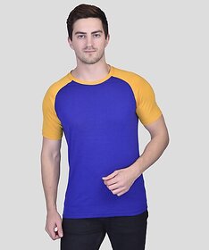 PrintCultr Colorblock Men Round Neck Cotton Blend Blue T-Shirt