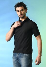 PrintCulture Solid Men Black T-Shirt