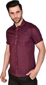 PrintCulture Men Solid Formal Purple Shirt