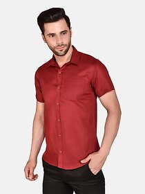 PrintCultr Men Regular Fit Solid Spread Collar Casual Shirt