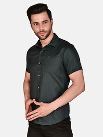 PrintCultr Men Regular Fit Solid Curved Collar Casual Shirt