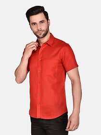 PrintCultr Men Regular Fit Solid Curved Collar Casual Shirt