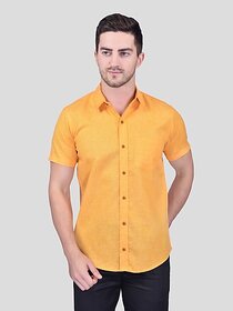 PrintCultr Men Regular Fit Solid Curved Collar Casual Shirt