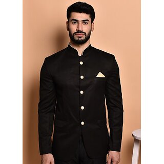 PrintCultr PrintCultr Men Solid Single Breasted Casual Blazer (Black)
