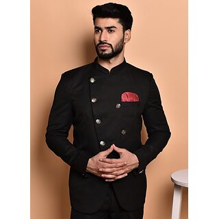 PrintCultr PrintCultr Men Solid Single Breasted Casual Blazer (Black)