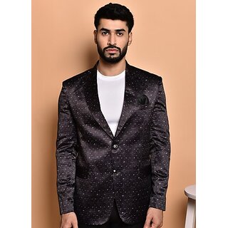 PrintCultr PrintCultr Men Printed Single Breasted Casual Blazer (Black)