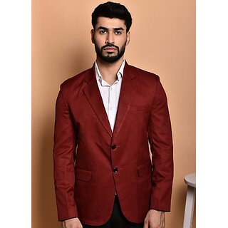 PrintCultr PrintCultr Men Solid Single Breasted Casual Blazer (Maroon)