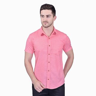 PrintCulture Men Solid Casual Pink Shirt