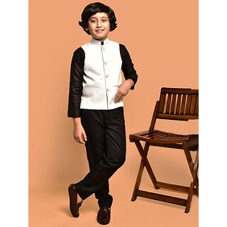 PrintCulture Baby Boys Solid Nehru Jacket (White)