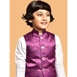 PrintCulture Boys Printed Nehru Jacket (Purple)