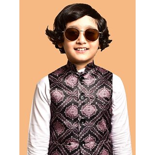 PrintCulture Boys Printed Nehru Jacket (Brown)