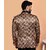 PrintCultr Printed Mandarin Festive & Wedding Men Blazer (Brown)
