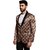 PrintCultr Printed Mandarin Festive & Wedding Men Blazer (Brown)