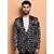 PrintCultr Printed Mandarin Festive & Wedding Men Blazer (Black)