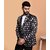 PrintCultr Printed Mandarin Festive & Wedding Men Blazer (Black)