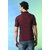 PrintCultr Solid Men Polo Neck Cotton Blend Maroon T-Shirt