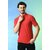 PrintCultr Solid Men Polo Neck Cotton Blend Red T-Shirt