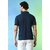PrintCultr Solid Men Polo Neck Polyester Blue T-Shirt