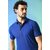 PrintCultr Solid Men Polo Neck Polyester Blue T-Shirt