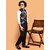 PrintCulture Boys Printed Nehru Jacket (Black)