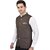 PrintCulture Men Solid Brown Cotton Blend Nehru Jacket