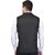 PrintCulture Men Solid Black Cotton Blend Nehru Jacket