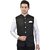 PrintCulture Men Solid Black Cotton Blend Nehru Jacket