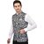 PrintCulture Men Printed Black Cotton Blend Nehru Jacket