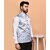 PrintCulture Men Printed Silver Cotton Blend Nehru Jacket