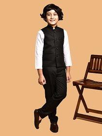 PrintCultr Boys Solid Nehru Jacket (Pack of 2, Black)