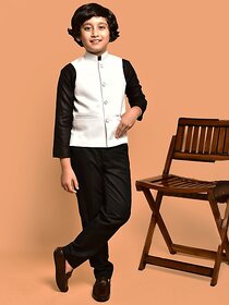 PrintCultr Boys Solid Nehru Jacket (Pack of 2, White)