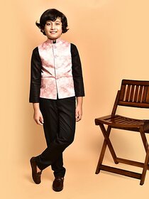 PrintCultr Boys Printed Nehru Jacket (Pack of 2, Pink)