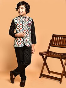 PrintCultr Boys Printed Nehru Jacket (Pack of 2, Beige)
