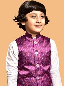 PrintCultr Boys Printed Nehru Jacket (Pack of 2, Purple)