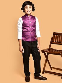 PrintCultr Baby Boys Printed Nehru Jacket (Pack of 2, Purple)