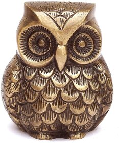 Sambhaav Small Adorable Golden Owl Statue For Home Decoration 3.5 Inch