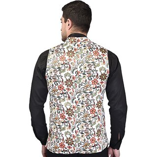 PrintCulture Men Printed Multicolor Cotton Blend Nehru Jacket