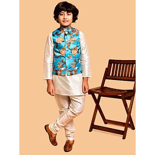 PrintCultr Boys Festive & Party Kurta, Waistcoat and Pyjama Set (Multicolor)