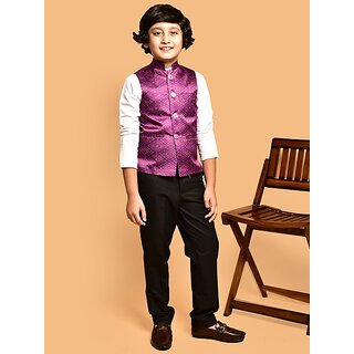 PrintCultr Baby Boys Printed Nehru Jacket (Pack of 2, Purple)